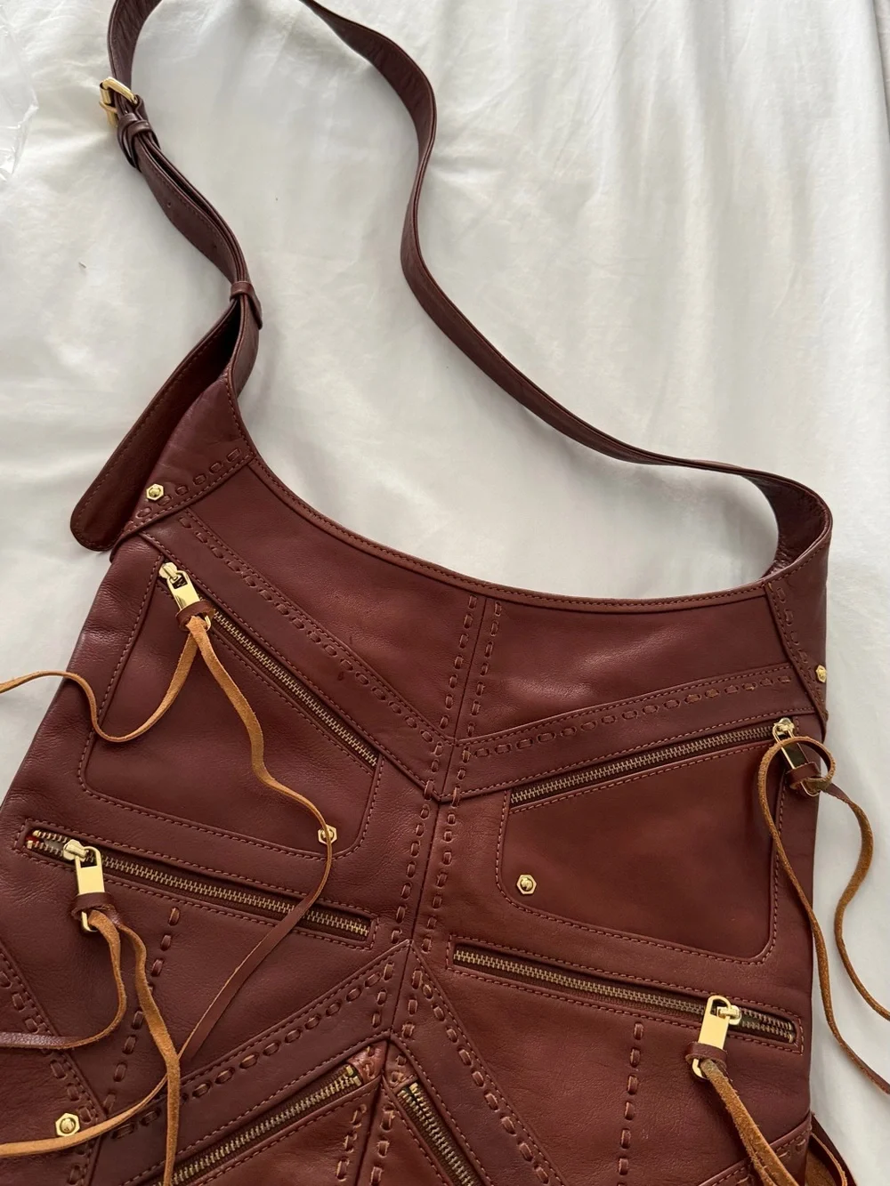 Rebecca Minkoff Chestnut Brown Leather Hobo with Gold Hardware